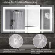 LED Bathroom Mirror with Front & Backlit Lighting, 5MM Tempered Glass, Anti-Fog, Dimmable, 3 Color Modes