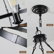 Large 2-Tier Circular Chandelier – Retro Ironwork Wagon Wheel Light Fixture（No Bulbs）