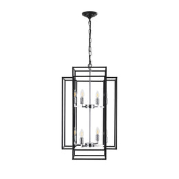 ZEUSFULLY 18 inch Geometric Iron Pendant Chandelier in Chrome Finish