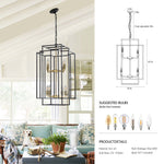 Close up of 8-light E12 socket system on a geometric iron chandelier