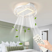 20 inch bladeless ceiling fan light with remote control flush mount 01