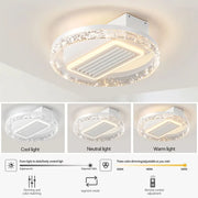 20” LED Bladeless Ceiling Fan Light with Remote Control, Flush Mount