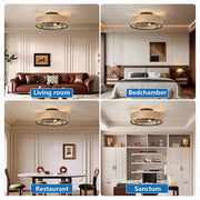 20 Inch Caged Ceiling Fan with Light, Flush Mount Farmhouse Fan with Remote Control