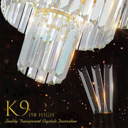 20” Luxury 4-Tier Crystal Chandelier with 12-Light Gold Frame Pendant