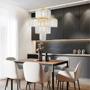 20” Luxury 4-Tier Crystal Chandelier with 12-Light Gold Frame Pendant