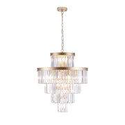 23.6 inch luxury gold crystal chandelier hanging in a modern dining room
