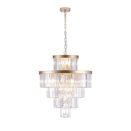 23.6 inch luxury gold crystal chandelier hanging in a modern dining room
