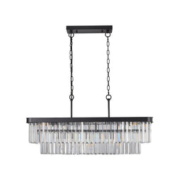 Rectangular Crystal Chandelier Adjustable Modern E12 Crystal Hanging Light
