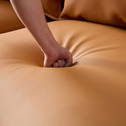 Modern Curved Sectional Sofa – 5-Seat Eco-Leather L & R Chaise Sofa (Grey & Orange)