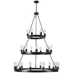 ZEUSFULLY 45 inch Large 3-Tier Wagon Wheel Chandelier with 27-Light Black Iron Frame