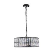 Black Modern Crystal Drum Chandelier 18 inch 6 Light Pendant Lighting Fixture