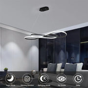 39” Modern LED Pendant Light with Infinity Design, Dimmable & Adjustable Height