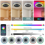 Modern LED Ceiling Fan with Light, 20