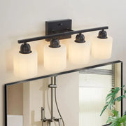 ZEUSFULLY 4-Light Black Bathroom Vanity Light with Frosted Glass Shades 02