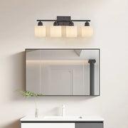 4-Light Black Bathroom Vanity Light with Frosted Glass Shades 01