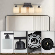 4-Light Black Bathroom Vanity Light Fixture, Modern Wall Sconce with Milky Frosted Glass Shades – E26 Socket, Perfect for Bathroom & Dressing Room