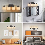4-Light Black Bathroom Vanity Light Fixture, Modern Wall Sconce with Milky Frosted Glass Shades – E26 Socket, Perfect for Bathroom & Dressing Room