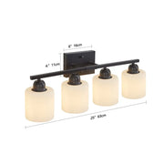 4-Light Black Bathroom Vanity Light Fixture, Modern Wall Sconce with Milky Frosted Glass Shades – E26 Socket, Perfect for Bathroom & Dressing Room