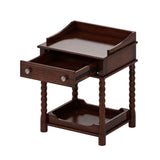 Retro Solid Wood Nightstand with Storage Drawer and Open Display Shelf