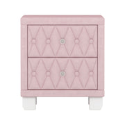 Elegant Upholstered Velvet Nightstand with Button-Tufted Design and Crystal Knobs