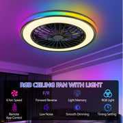 Modern LED Ceiling Fan with Light, 20