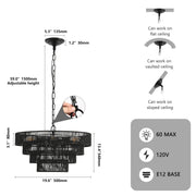 Rustic & Modern Tiered Hemp Rope Boho Chandelier – 20