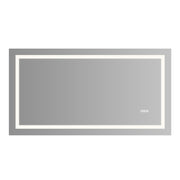 ZEUSFULLY 60x32 inch LED bathroom mirror with front and backlit lighting in modern luxury vanity setting