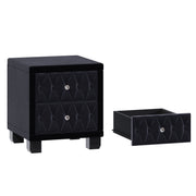 Elegant Upholstered Velvet Nightstand with Button-Tufted Design and Crystal Knobs