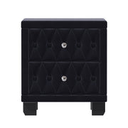 Elegant Upholstered Velvet Nightstand with Button-Tufted Design and Crystal Knobs