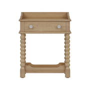 Retro Solid Wood Nightstand with Storage Drawer and Open Display Shelf