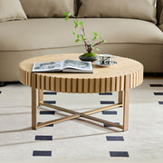 Black Modern Coffee Table with Pedestal Base for Living Room