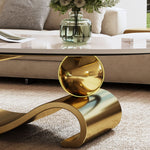 heavy duty sculptural gold stainless steel sled base center table
