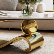 heavy duty sculptural gold stainless steel sled base center table