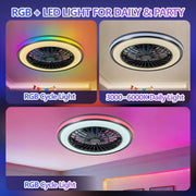 Dimmable LED bedroom ceiling fan light with remote control and RGB colors