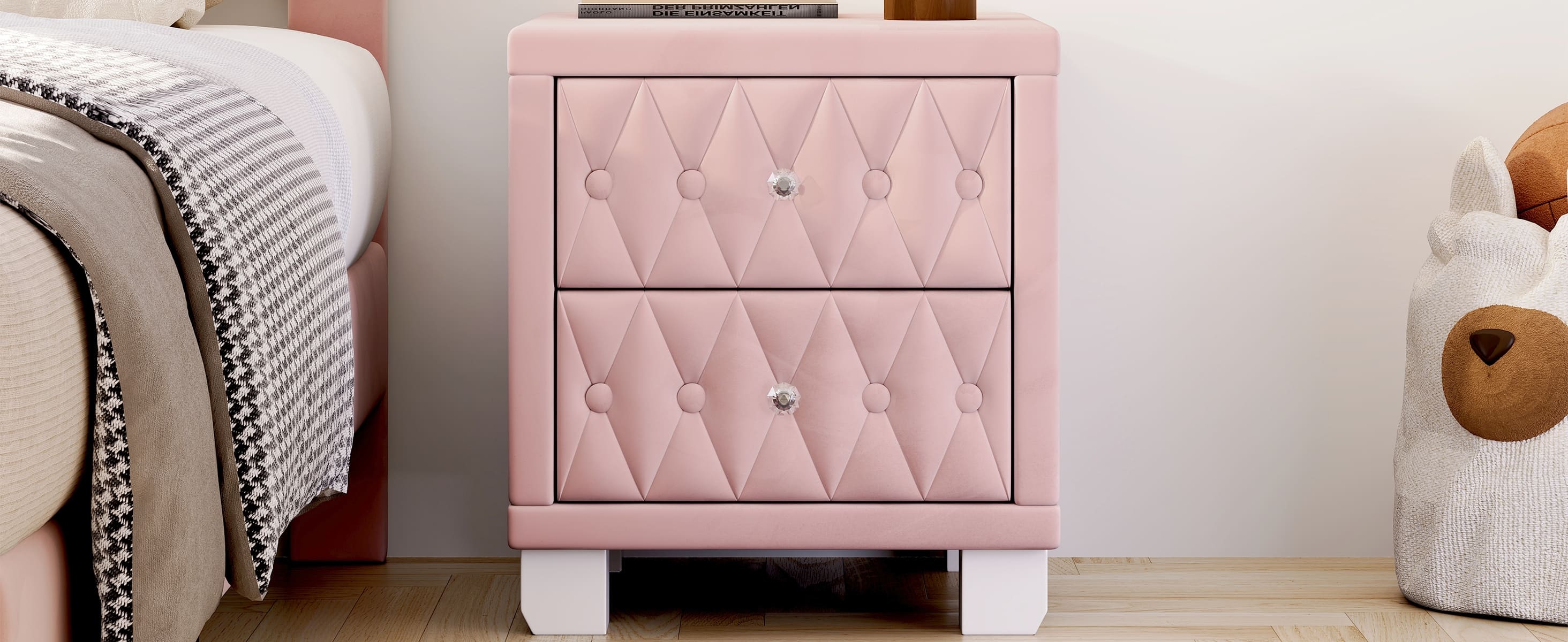 sleek black luxury velvet regency style end table with 200 lbs capacity in modern glam room