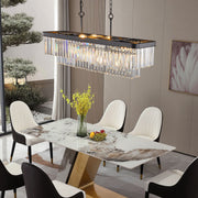 Rectangular Crystal Chandelier Adjustable Modern E12 Crystal Hanging Light