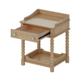 Retro Solid Wood Nightstand with Storage Drawer and Open Display Shelf