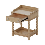 Retro Solid Wood Nightstand with Storage Drawer and Open Display Shelf
