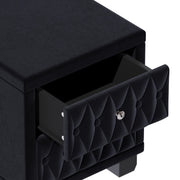 Elegant Upholstered Velvet Nightstand with Button-Tufted Design and Crystal Knobs