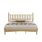 King Size Wood Platform Bed with Gourd-Shaped Headboard, Solid Wood Frame & Noise-Free Slat Support (No Box Spring)