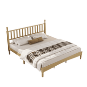 King Size Wood Platform Bed with Gourd-Shaped Headboard, Solid Wood Frame & Noise-Free Slat Support (No Box Spring)