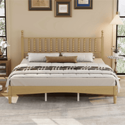 King Size Wood Platform Bed with Gourd-Shaped Headboard, Solid Wood Frame & Noise-Free Slat Support (No Box Spring)