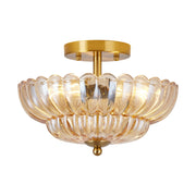 ZEUSFULLY Floral Glass Semi Flush Mount Ceiling Light | 3-Light Modern Vintage Ceiling Fixture with E26 Sockets