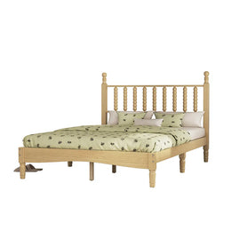Full Size Wood Platform Bed with Solid Frame & Slat Support, Retro Gourd Headboard for Stable, Noise-Free Sleep