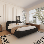 King Size Luxury Upholstered Platform Bed with Oversized Padded Backrest – High-End Solid Wood Frame with Cloud-Comfort Ergonomic Design