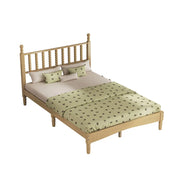 Full Size Wood Platform Bed with Solid Frame & Slat Support, Retro Gourd Headboard for Stable, Noise-Free Sleep