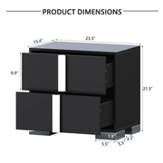 Elegant Modern Nightstand with Metal Legs and 2 Large Storage Drawers