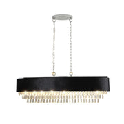 ZEUSFULLY 39 inch Large Modern Crystal Chandelier with Black Velvet Shade