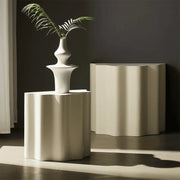 Modern Fiberglass Side Table Set of 2 with Wavy Edge Design – No Assembly End Tables for Living Room & Bedroom