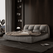 King Size Luxury Upholstered Platform Bed with Oversized Padded Backrest – High-End Solid Wood Frame with Cloud-Comfort Ergonomic Design